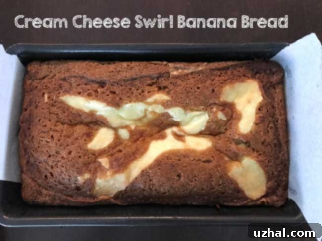 Moist Cream Cheese Swirl Banana Bread Fresh from the Oven