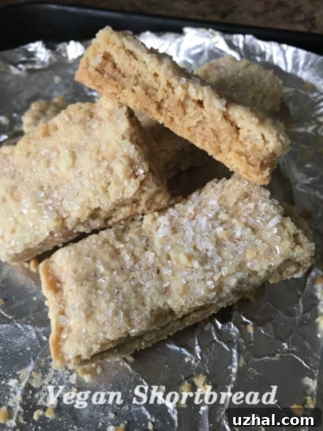Delectable homemade vegan butter shortbread cookies, perfectly crumbly and dairy-free.
