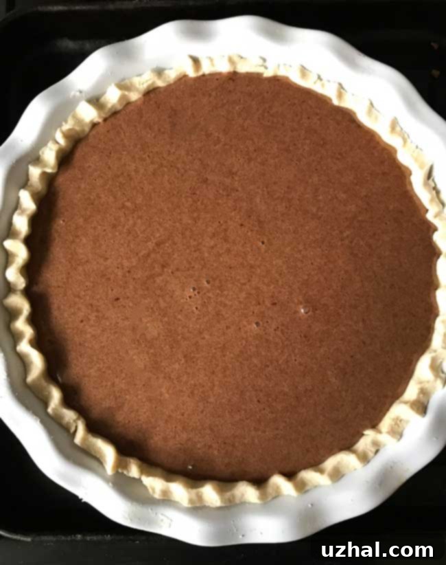 German Chocolate Cream Pie batter before baking, showcasing its rich texture