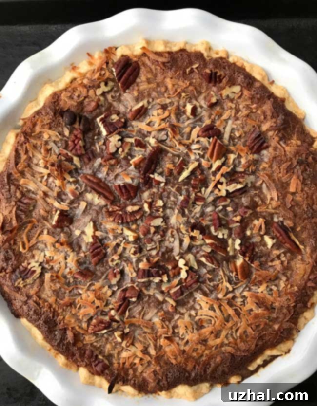 German Chocolate Cream Pie, freshly baked and golden brown