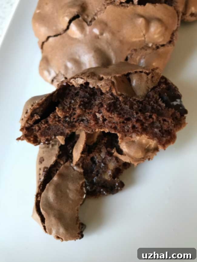 A plate of freshly baked Brownie Chip Meringues, showcasing their uniform size and inviting texture.