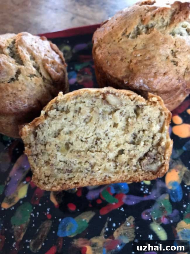 Small batch Banana Bread with One Banana, suitable for muffins or a small loaf, highlighting its versatility.