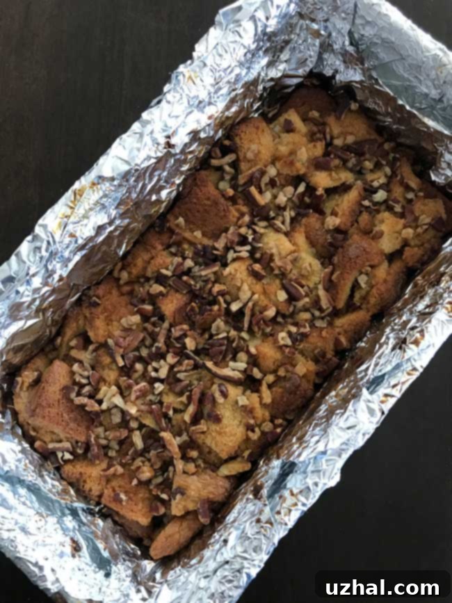 Pecan Pie Bread Pudding squares ready to be served