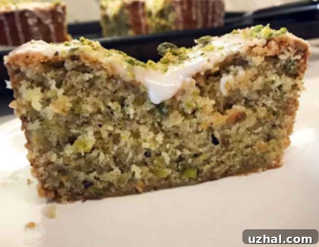 Vegan Lemon Pistachio Loaf - Baked, still in pan