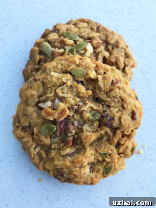 Homemade Pumpkin Bread Breakfast Cookies with autumn spices and nuts, arranged for a fall treat