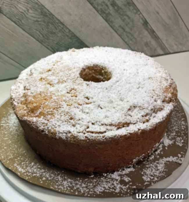 sour cream pound cake made in a removable bottom tube pan