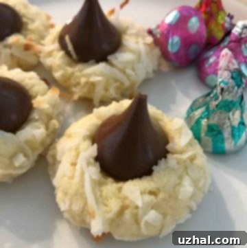A plate of golden brown Hershey's Kisses Coconut Macaroons, ready to be enjoyed.