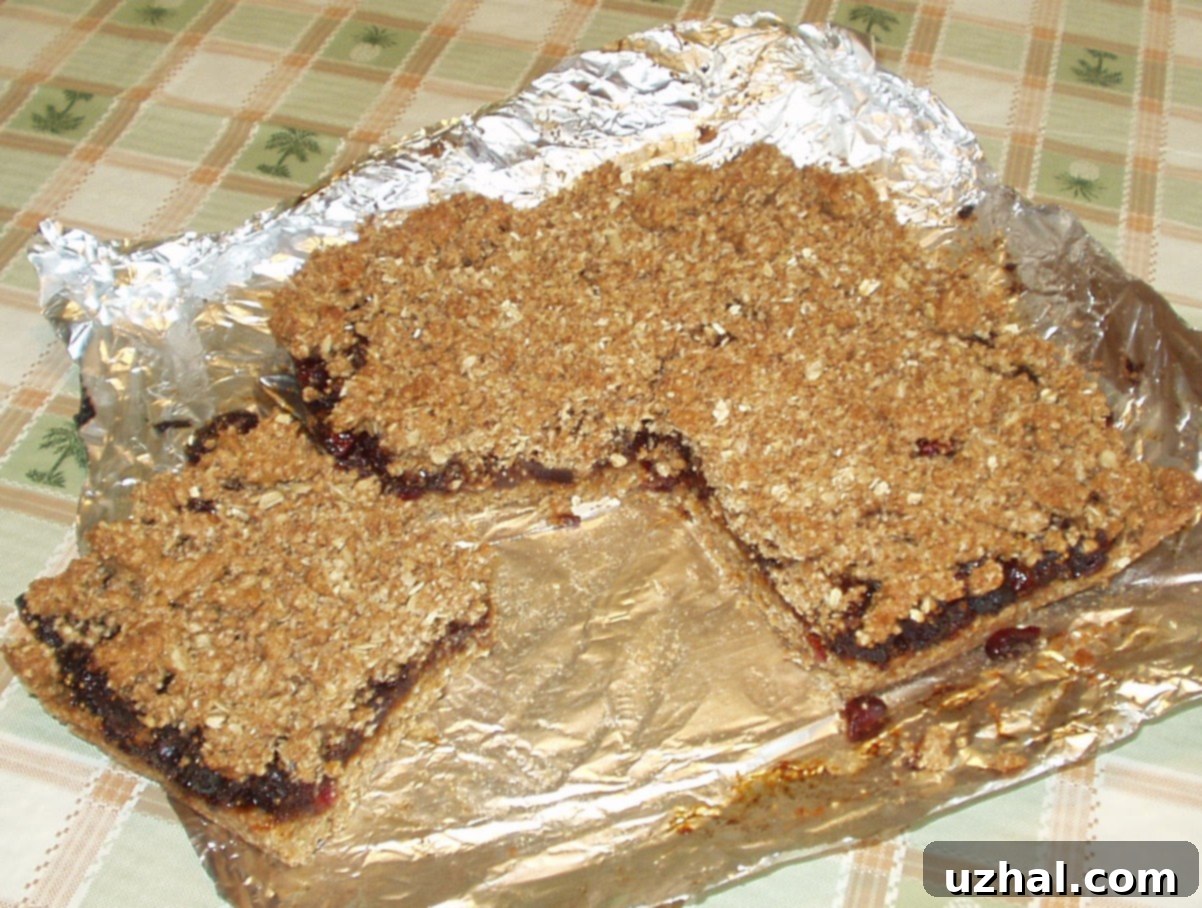 Cooking Light Fig Bars in an 8 inch square pan.