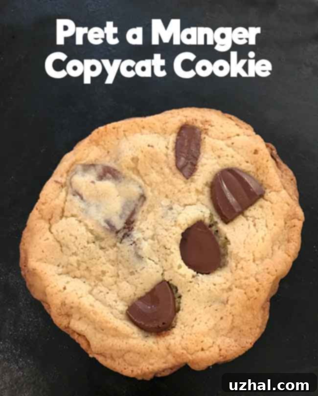 Close-up of an older batch of Pret A Manger style chocolate chip cookie