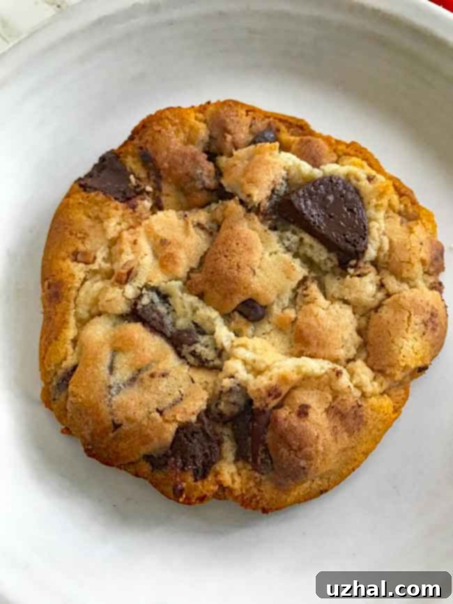 Well-browned Pret A Manger copycat chocolate chip cookies on a cooling rack