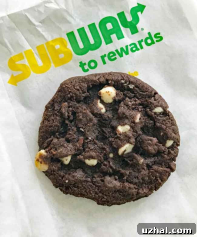 Subway Copycat Cookies recipe clone - perfectly baked double chocolate chip cookies