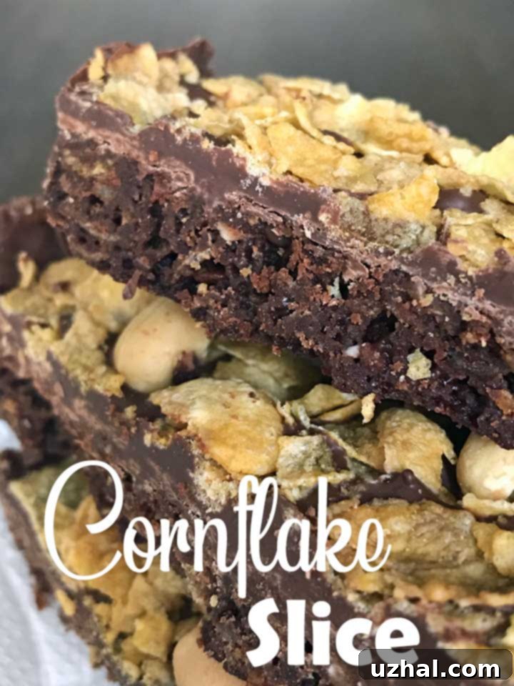 Cornflake Slice with a rich chocolate base