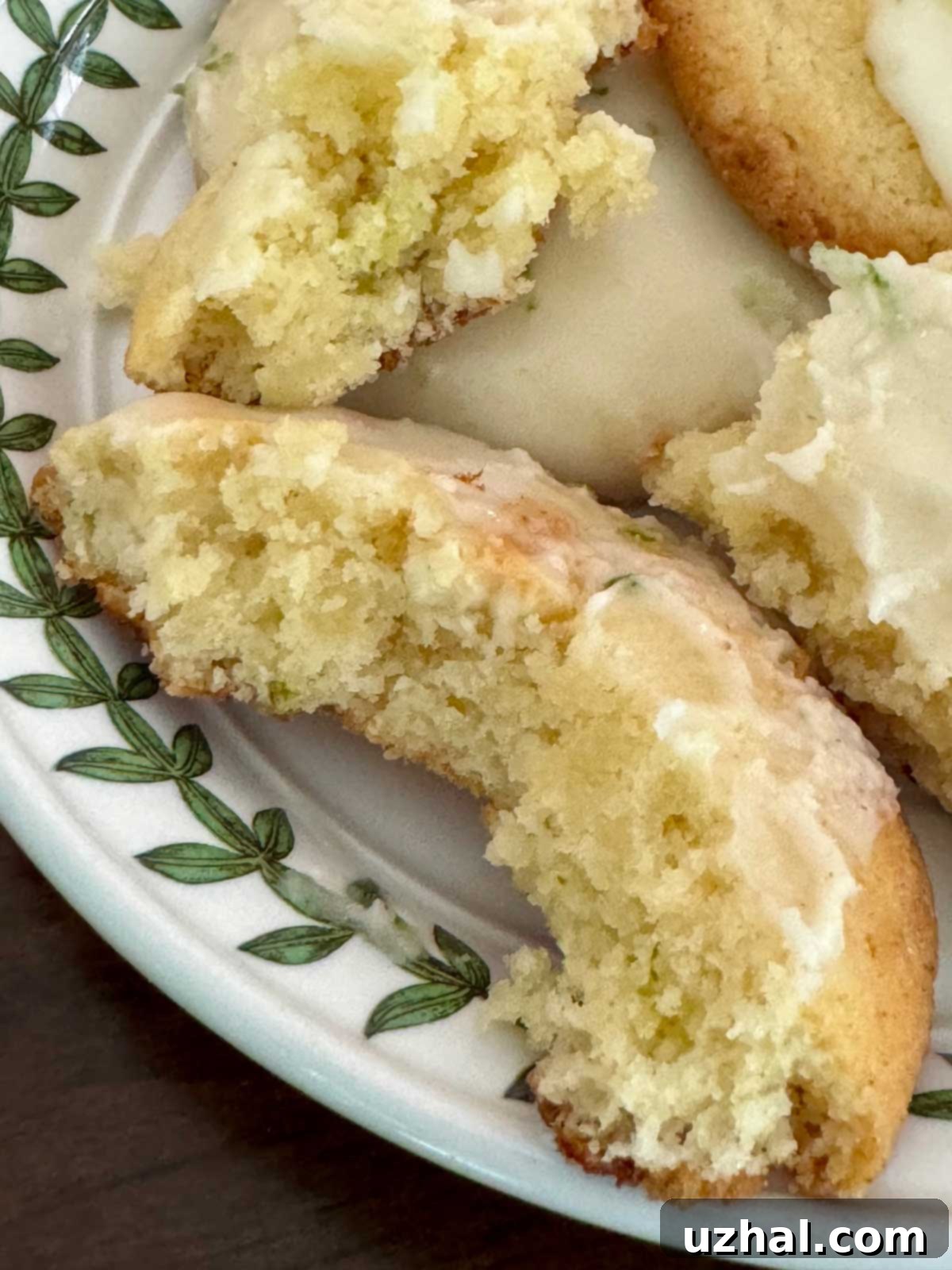 Freshly baked Key Lime Cookies with a vibrant green lime icing drizzle