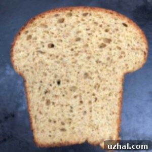 Slice of low carb bread from low carb recipe.