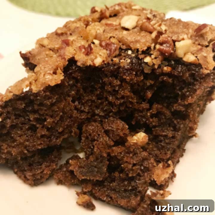 Close-up of a slice of Chiffon Gingerbread, showing its light and airy texture.