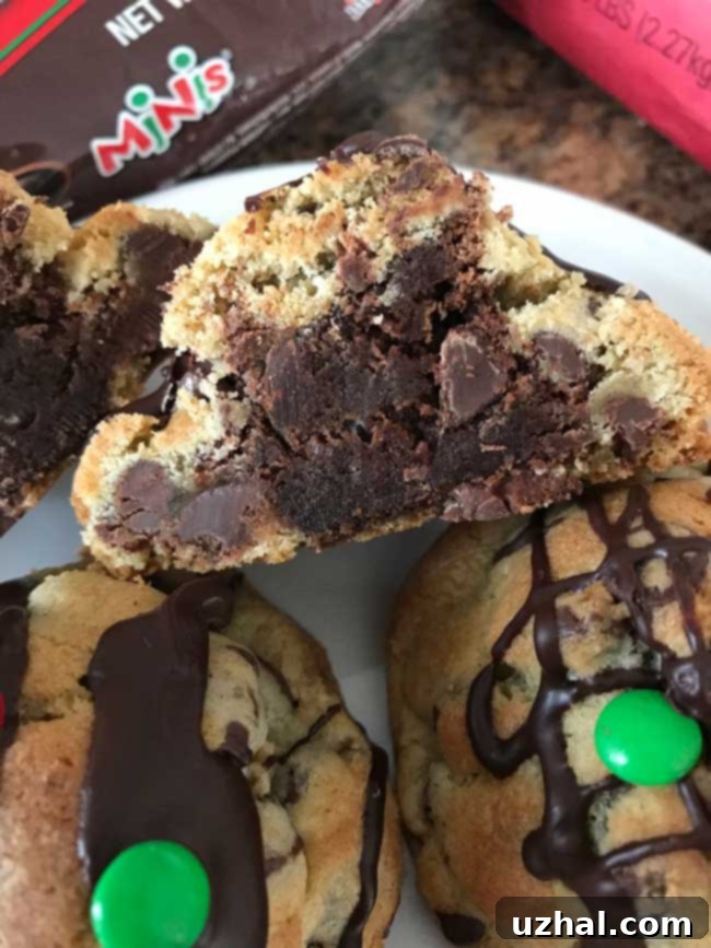 Chocolate Chip Brownie Pillows - Stacked cookies showing their fluffy texture