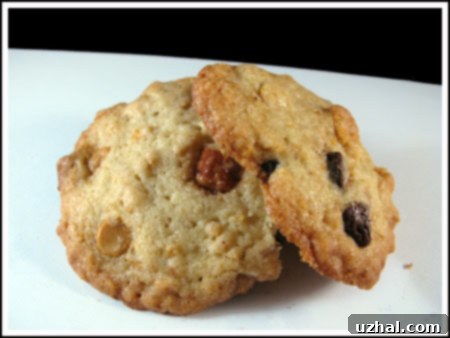 Close-up of baked glazed nut butterscotch cereal cookies on a wire cooling rack