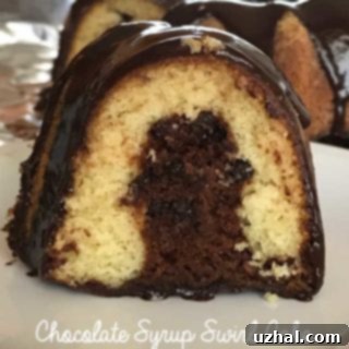 Delicious Chocolate Syrup Swirl Cake, perfectly glazed and ready to serve