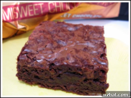 Fudgy Chocolate Banana Brownies, showcasing their shiny top and rich texture