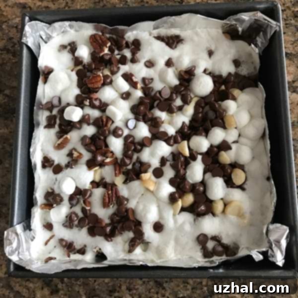 Gooey Brownie Mix Rocky Road Brownies with melted marshmallows and chocolate