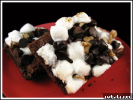 Delicious Brownie Mix Rocky Road Brownies ready to serve