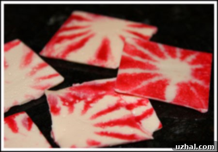 Melted peppermint tiles, cut and ready for arrangement.