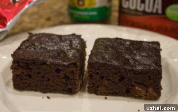 Delicious Low Fat Brownies with a rich chocolate color