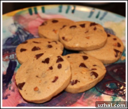 Freshly baked Freezer Peanut Butter Chocolate Chip Cookies cooling on a wire rack.