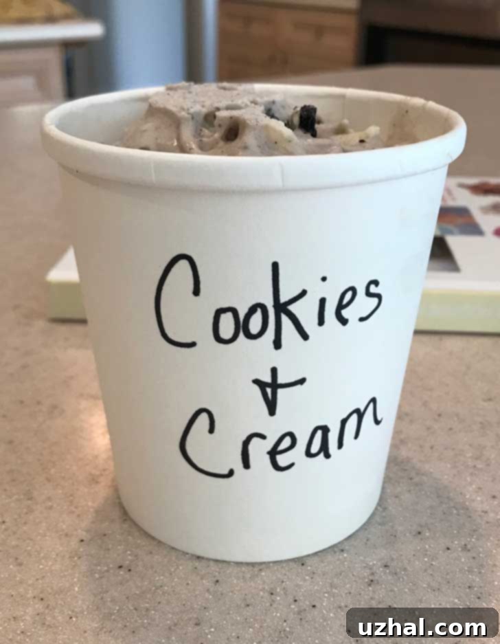 Oreo Cheesecake Ice Cream aka Cookies & Cream made with the Jeni's ice cream recipe base.