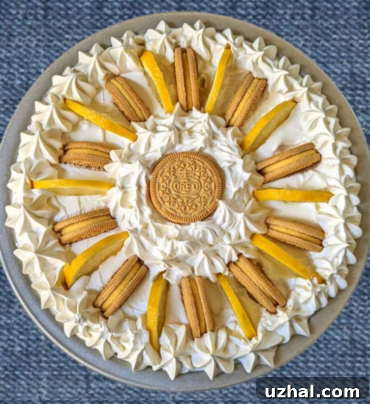 Irresistible Lemon Oreo Cookies and Cream Pie, perfect for summer.