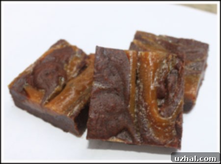 Finished Bobby Flay Peanut Butter Caramel Swirled Brownies