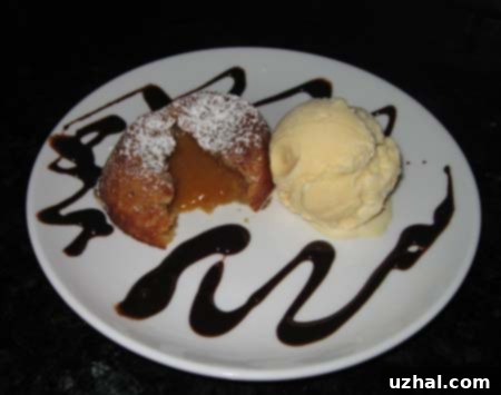 Peanut Butter Lava Cake, a warm chocolate cake with a molten peanut butter center
