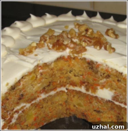 Classic two layer carrot cake with cream cheese frosting