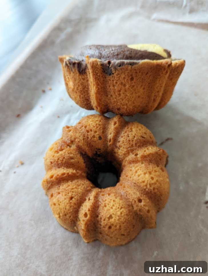 Loaf Pan Marble Pound Cake baked in a Bundlette pan