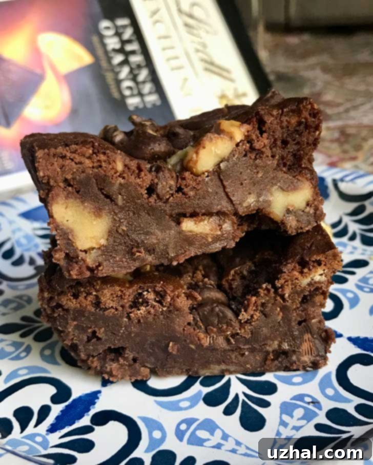 Two fudgy mini brownies