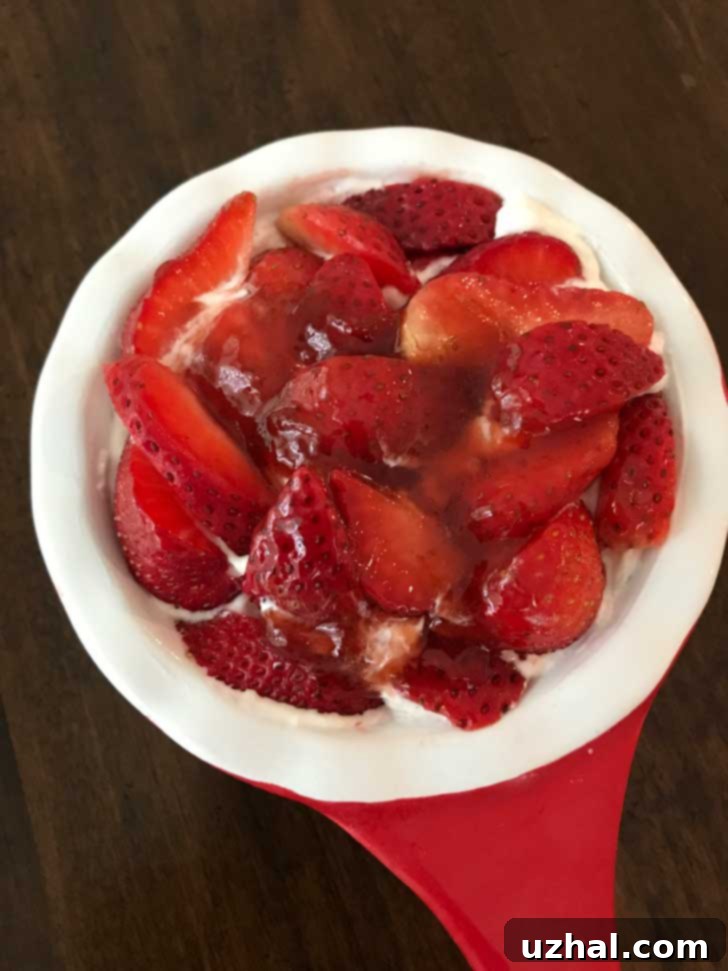 Mini Strawberry Yogurt Pie in a small ceramic dish