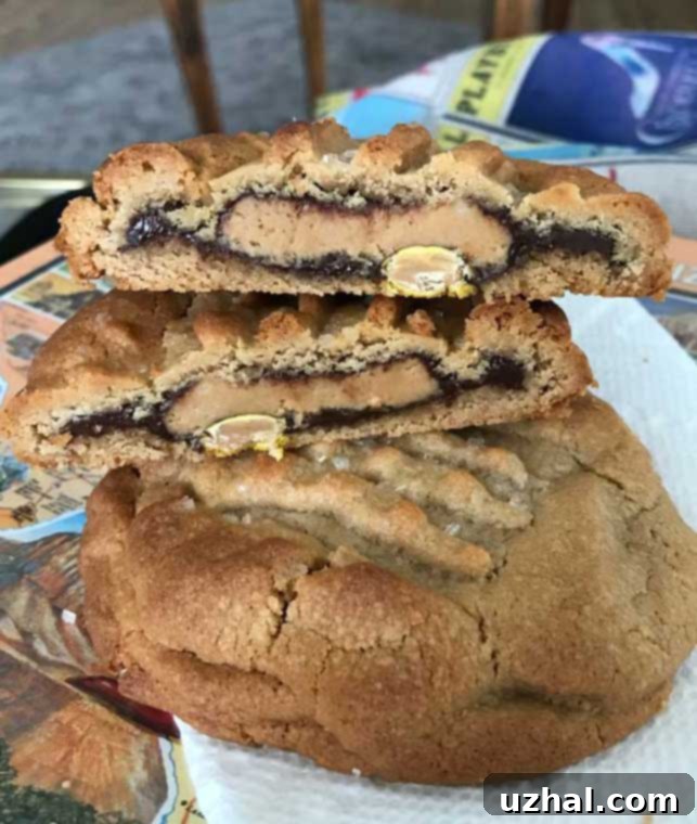 Texas Al's big soft Reese's stuffed peanut butter cookies with a gooey center