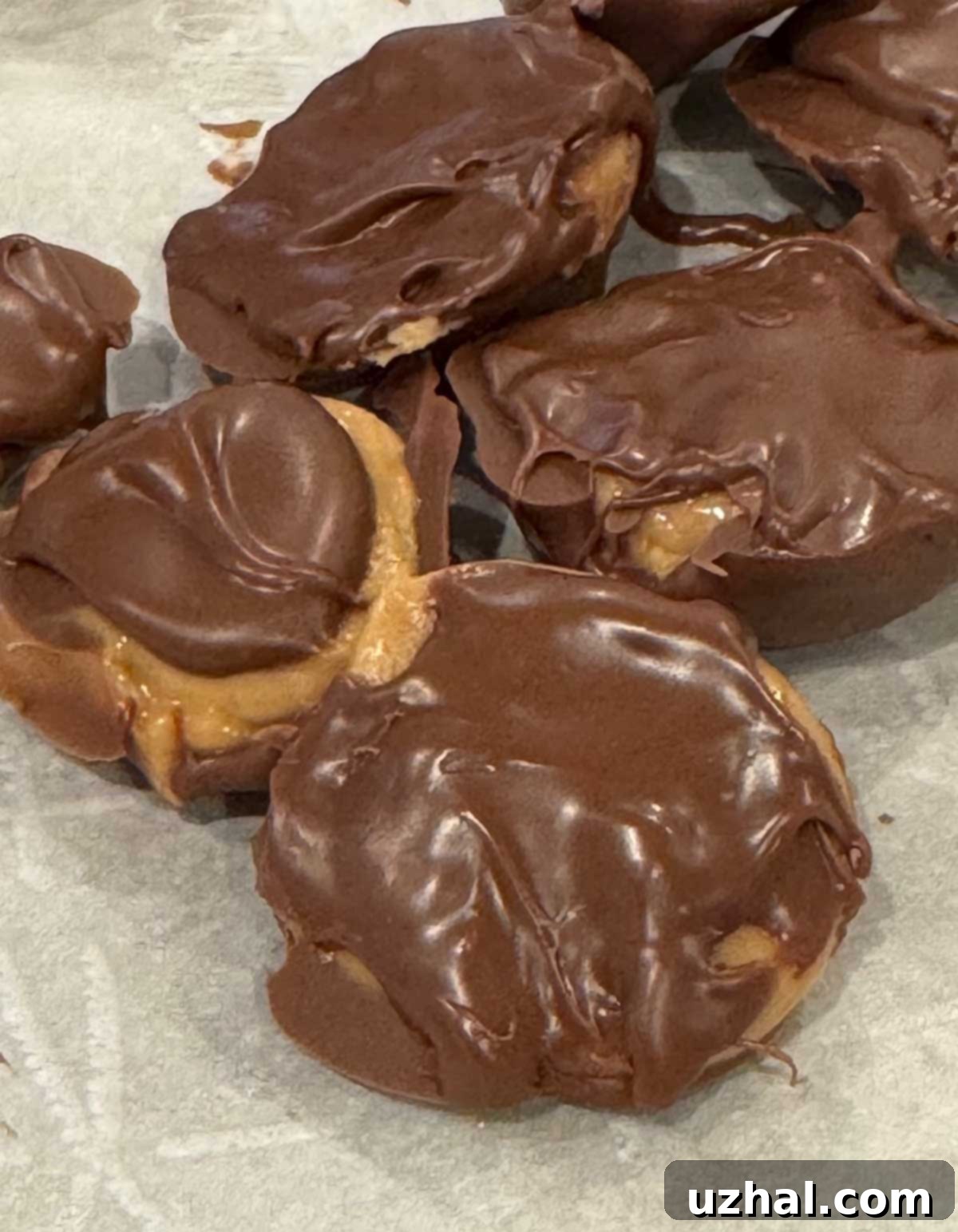 Homemade Reese's to be used as peanut butter cookie filling.