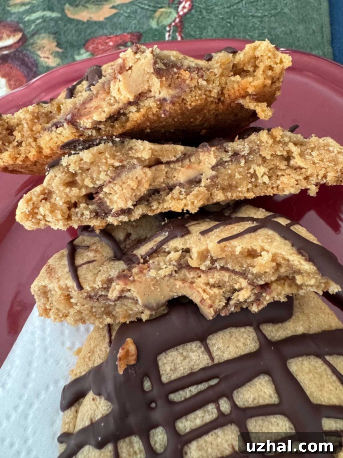 Cross-section of Texas Al's Peanut Butter Cookie showing the Reese's center