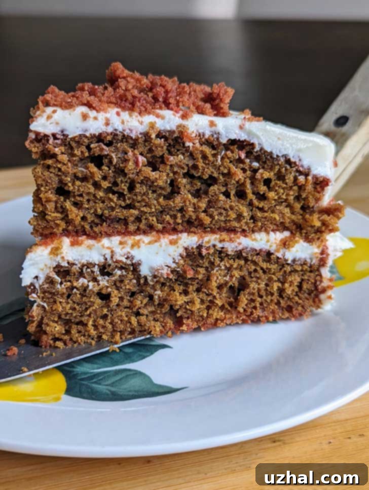 Two layers with cream cheese icing