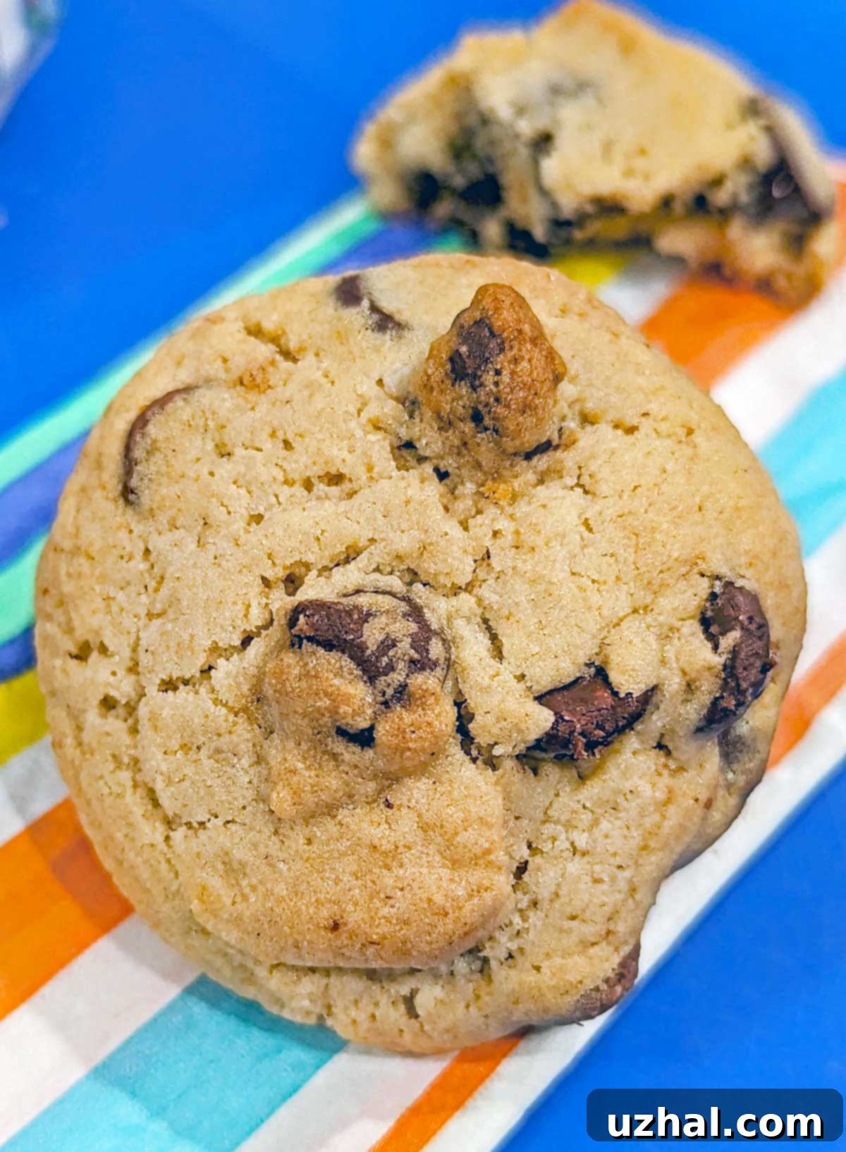 King Arthur Measure for Measure Soft Gluten-Free Chocolate Chip Cookie on a cooling rack, showcasing its thick, golden-brown texture.