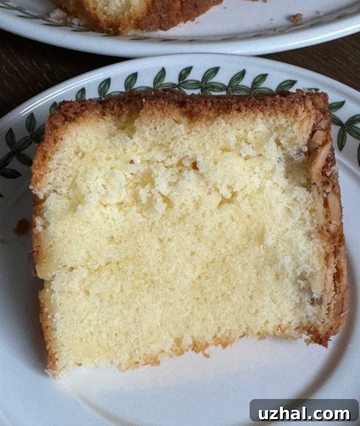Cold Oven Almond Pound Cake with a soft pound cake crumb texture