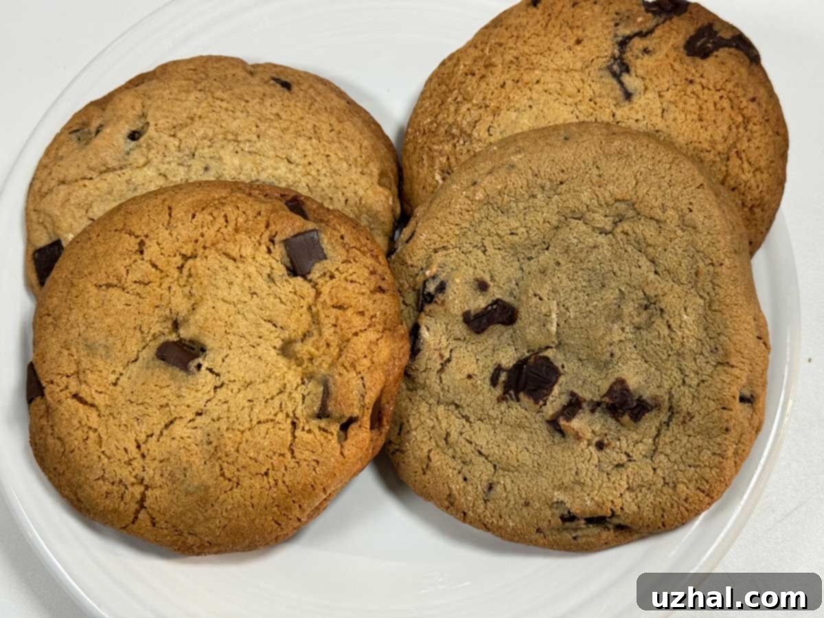 Costco Copycat Chocolate Chunk Cookies alongside a real Costco Food Court cookie for comparison.