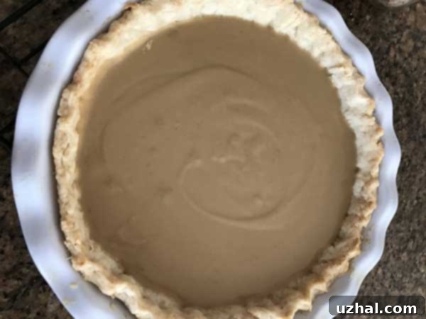 A perfectly baked, empty pie crust ready to be filled with delicious butterscotch filling.