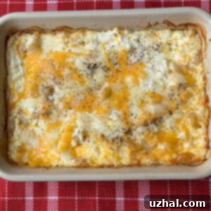 Perfectly baked small batch macaroni and cheese with unboiled noodles, ready to serve.