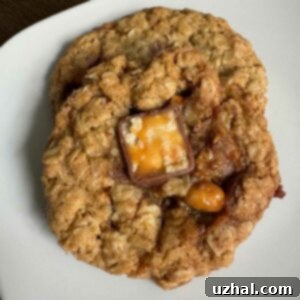 Browned Butter Oatmeal Snickers Cookies