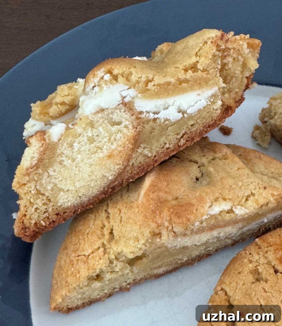 Close-up of Banana Pudding Cookies Texture with Nilla Wafers and melted white chocolate