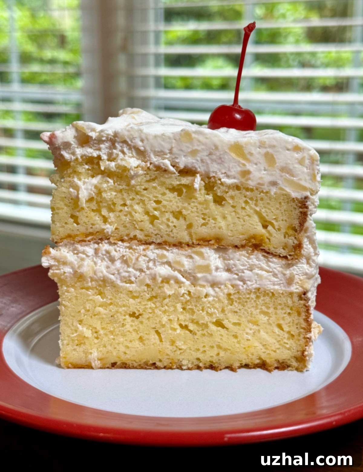 Delicious Pig Pickin' Cake with Mandarin Oranges on a serving platter, a classic North Carolina dessert.