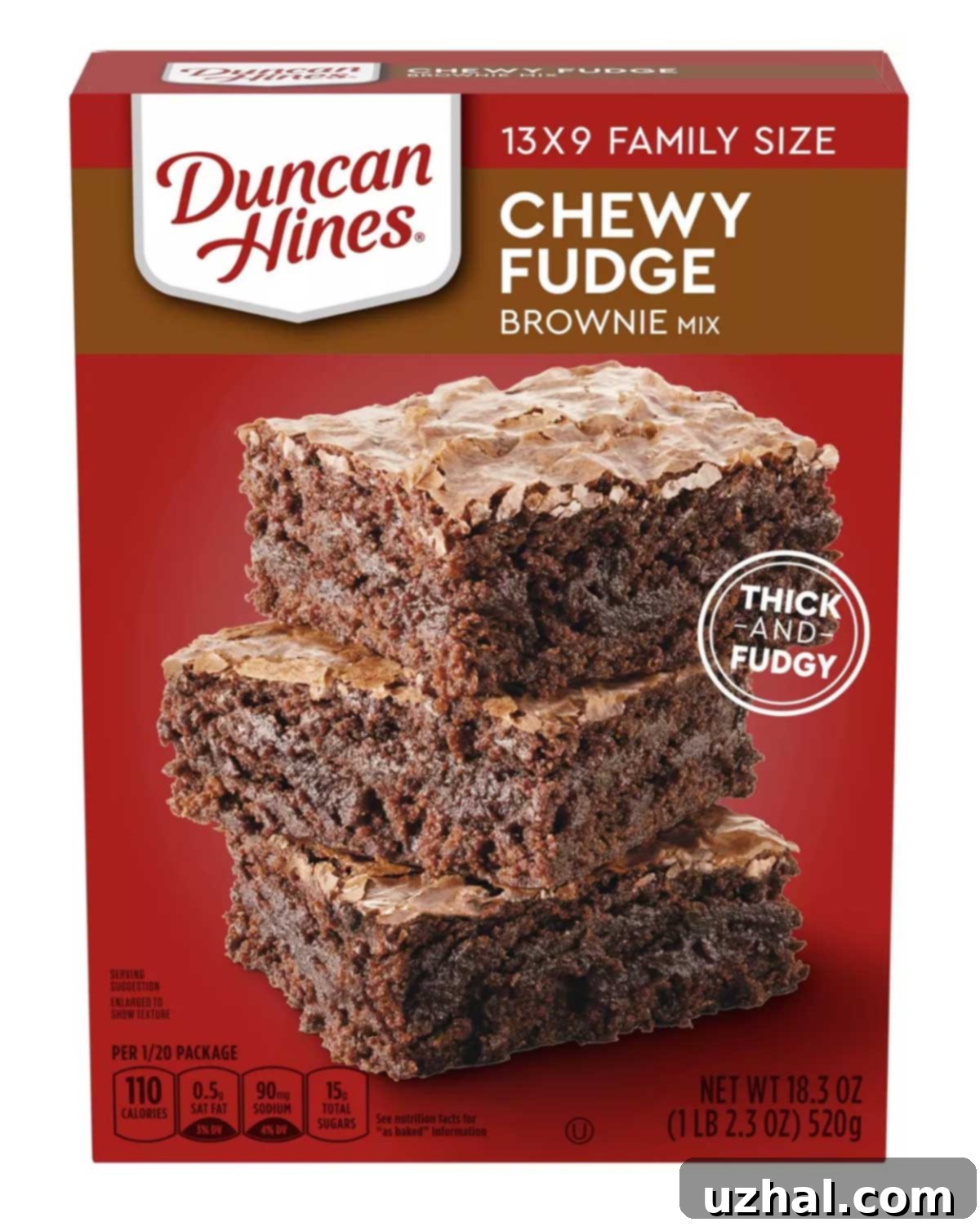 Box of Duncan Hines Chewy Fudge Brownie Mix to make Truffle Topped Brownies
