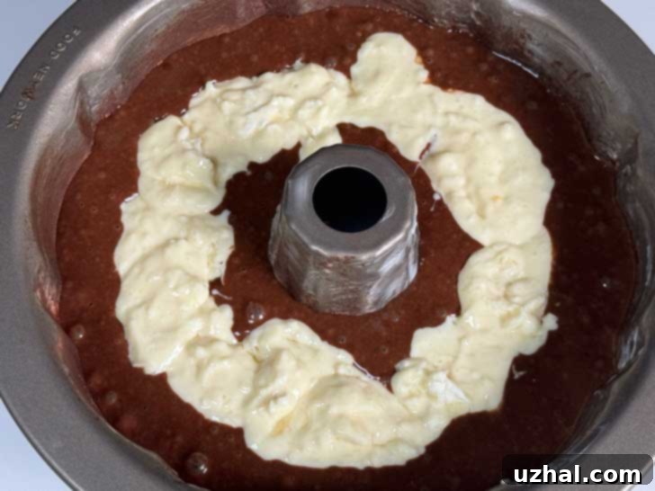 Coconut Ring Cake batter in pan.